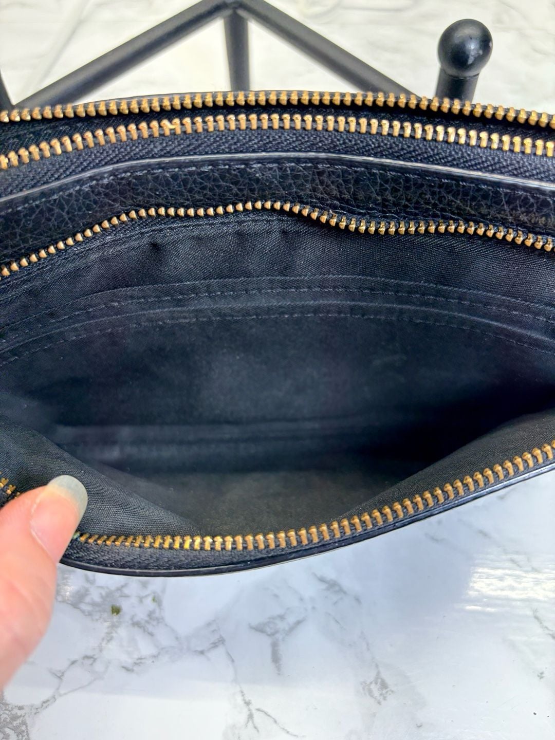 Coach Double Zip Wallet Wristlet Black Leather 7