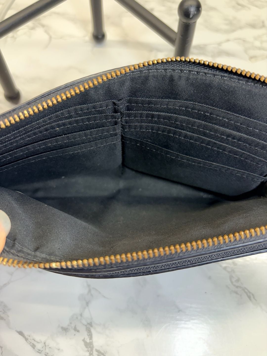 Coach Double Zip Wallet Wristlet Black Leather 8