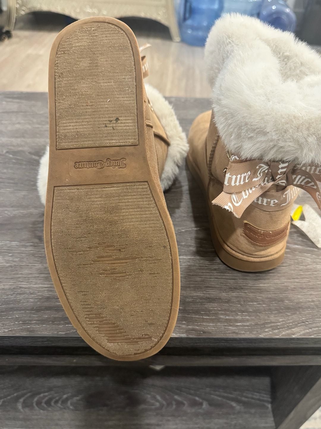 Juicy Couture Faux Fur Ankle Boots Chestnut Brown 6