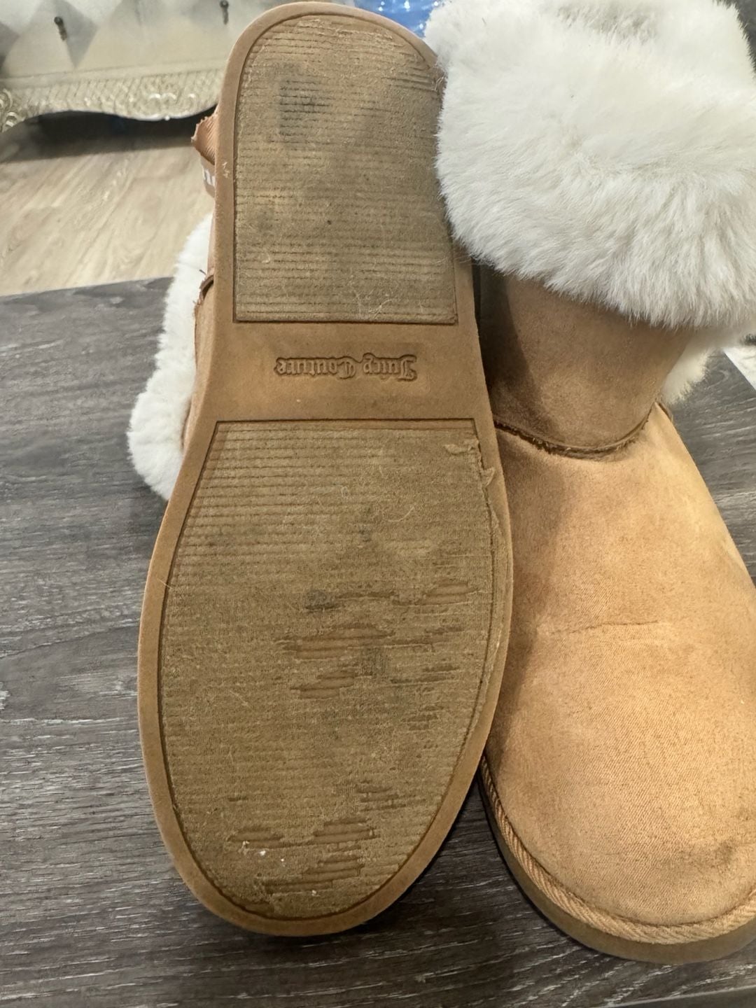 Juicy Couture Faux Fur Ankle Boots Chestnut Brown 7