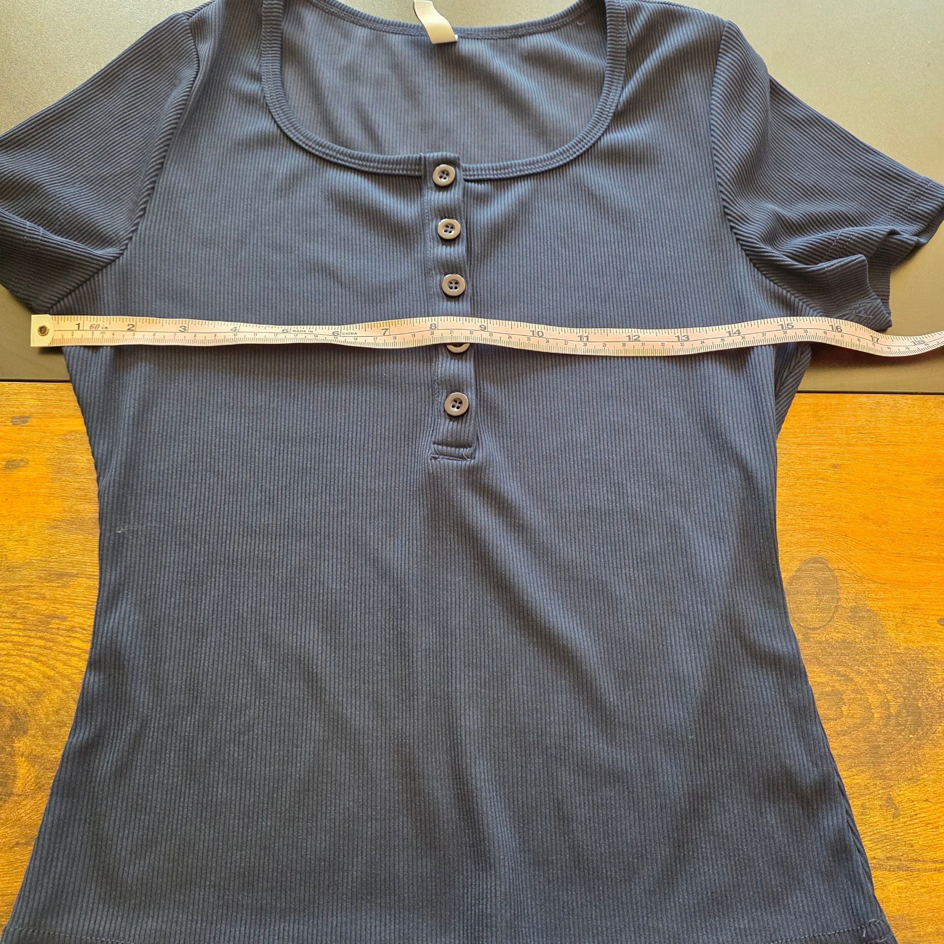 PrettyGarden Loungewear Set Size S Navy Ribbed Short Sleeve Henley Shorts 6