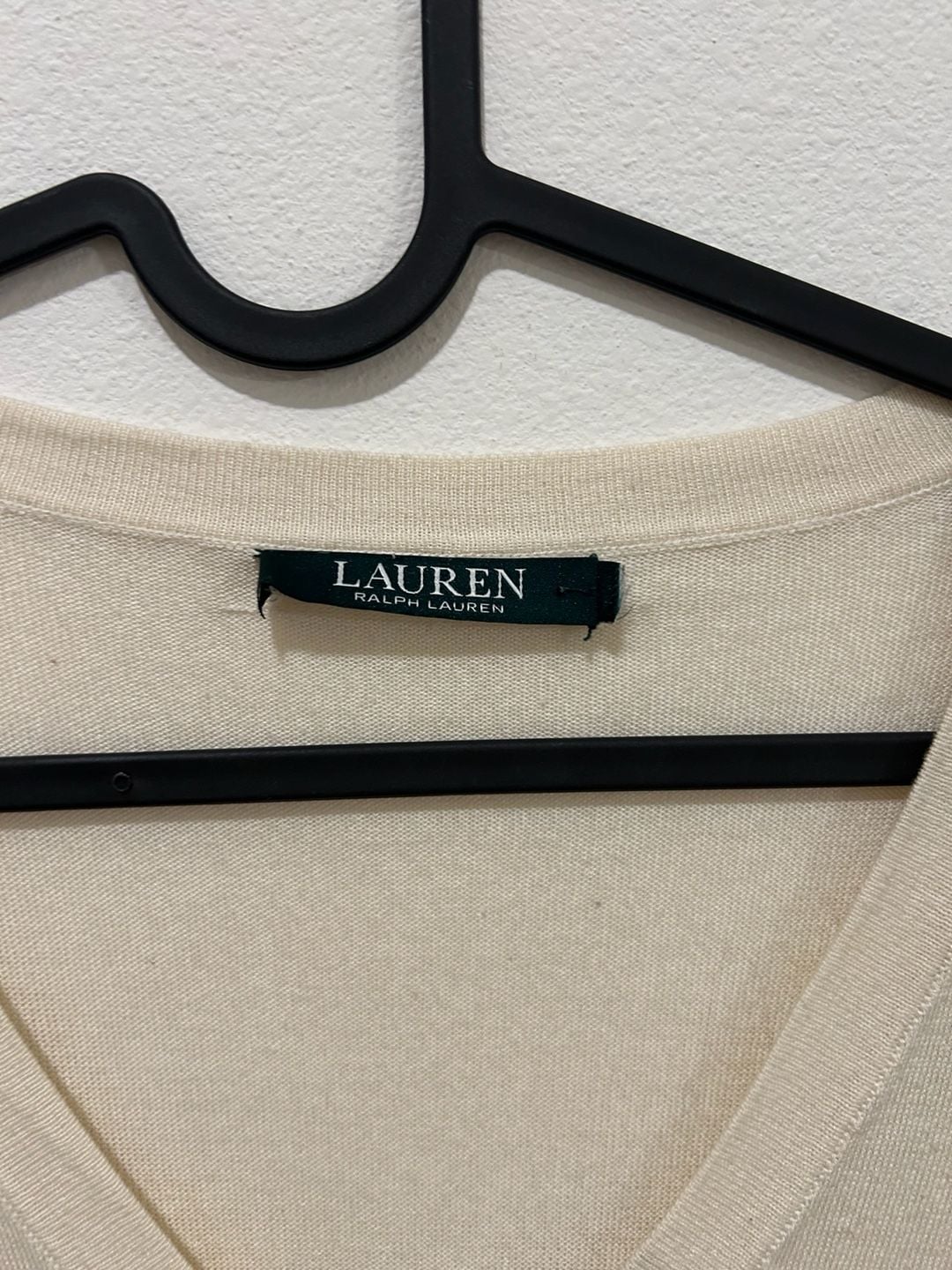 Lauren Ralph Lauren V-Neck Sweater Ivory Modal Silk Blend 3
