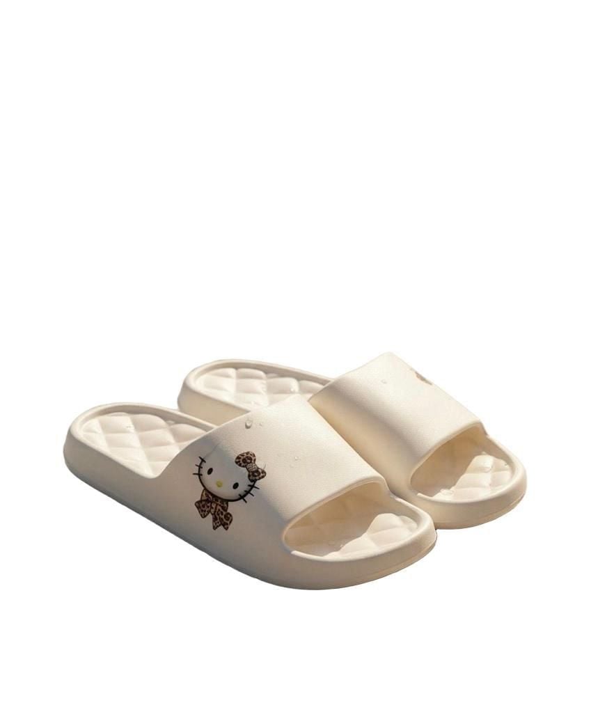 Sanrio Hello Kitty Leopard Print Slides Cream White 6