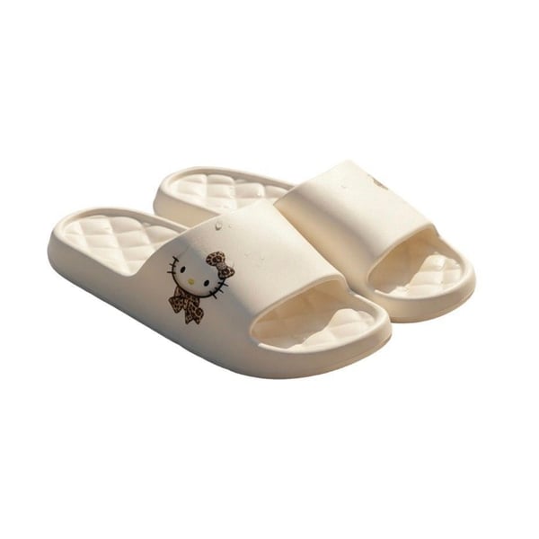 Sanrio Hello Kitty Leopard Print Slides Cream White