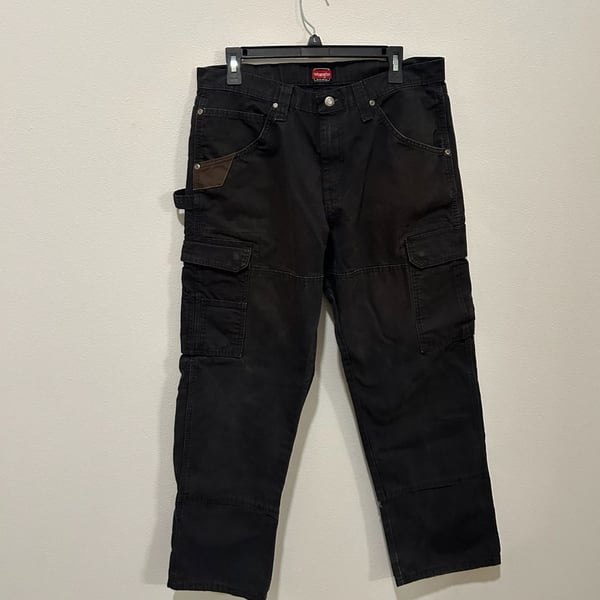 Wrangler Workwear Cargo Carpenter Pants Size 34x30 Black Cotton