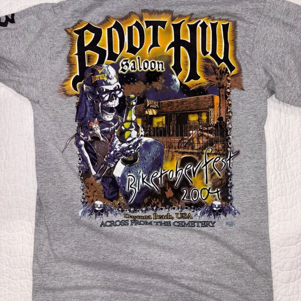 Vintage 2004 Boot Hill Saloon Biketoberfest Daytona Biker Long Sleeve Shirt S