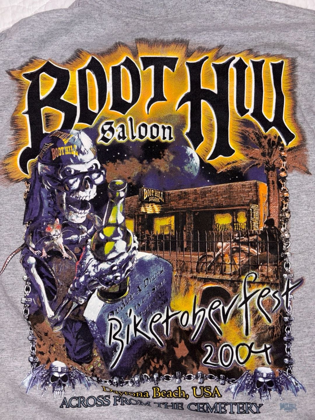 Vintage 2004 Boot Hill Saloon Biketoberfest Daytona Biker Long Sleeve Shirt S 10