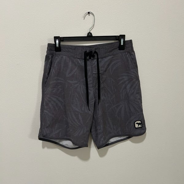 Bearbottom Clothing Board Shorts Size M Gray Leaf Tropical Swim Trunks