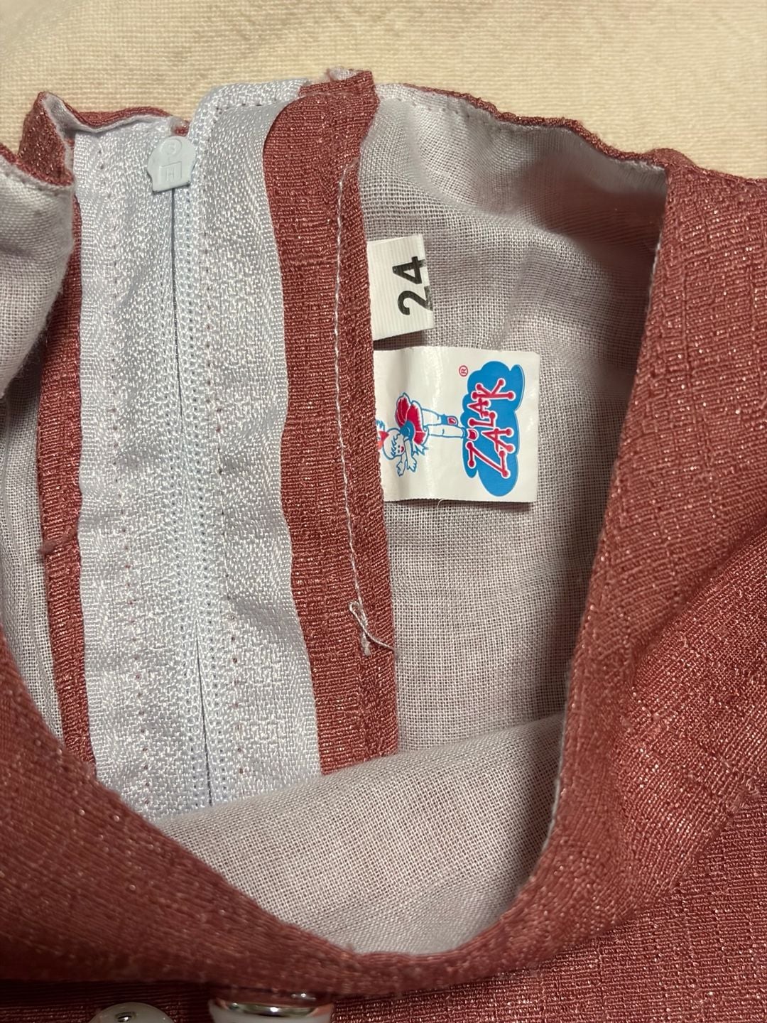 ZULAK Girls Dress Size 24 Red Blue Patchwork Cherry Print 4