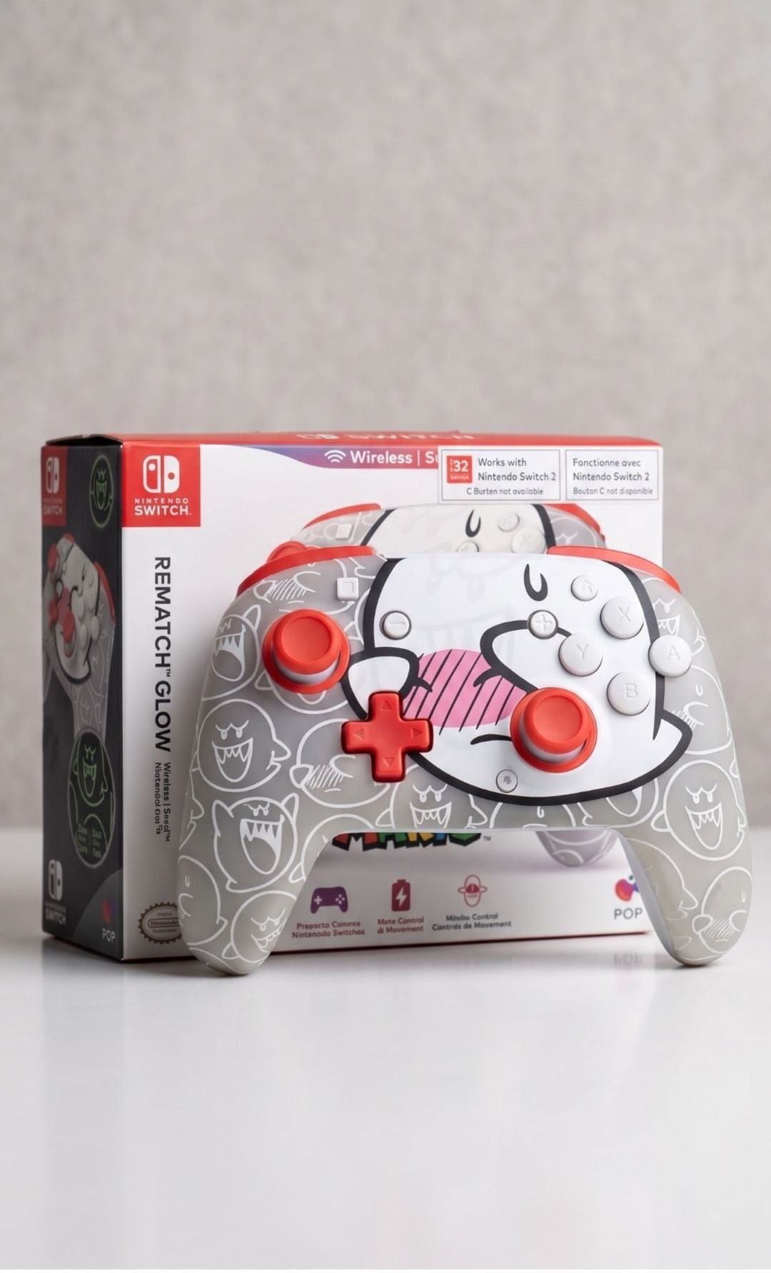 PDP Super Mario Boo Rematch Glow Wireless Controller for Nintendo Switch 1
