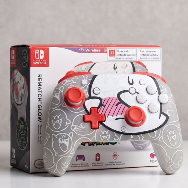 PDP Super Mario Boo Rematch Glow Wireless Controller for Nintendo Switch