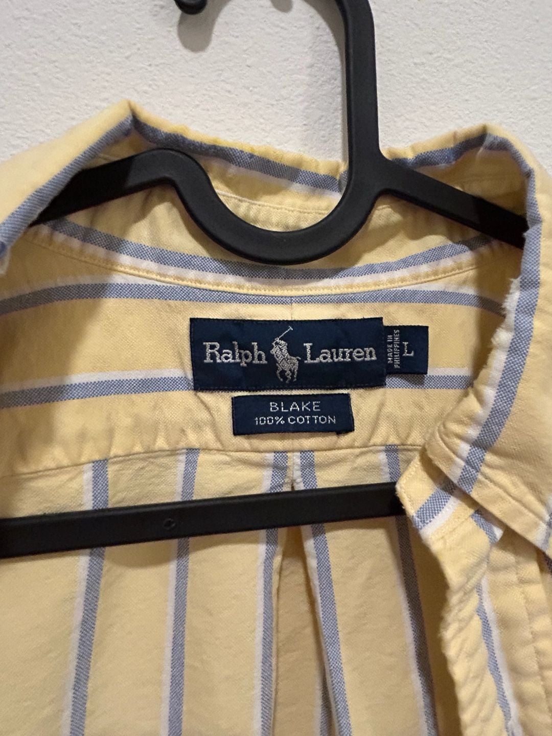 Ralph Lauren Blake Long Sleeve Shirt Size L Yellow Blue Striped Cotton 3