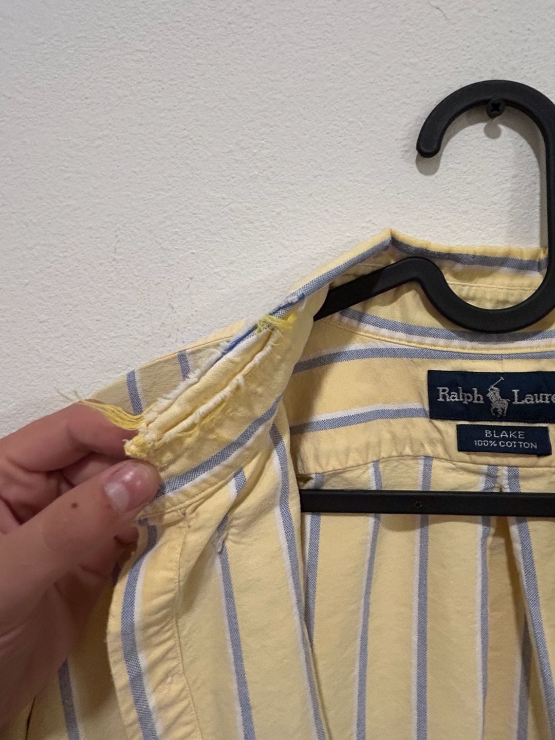 Ralph Lauren Blake Long Sleeve Shirt Size L Yellow Blue Striped Cotton 4
