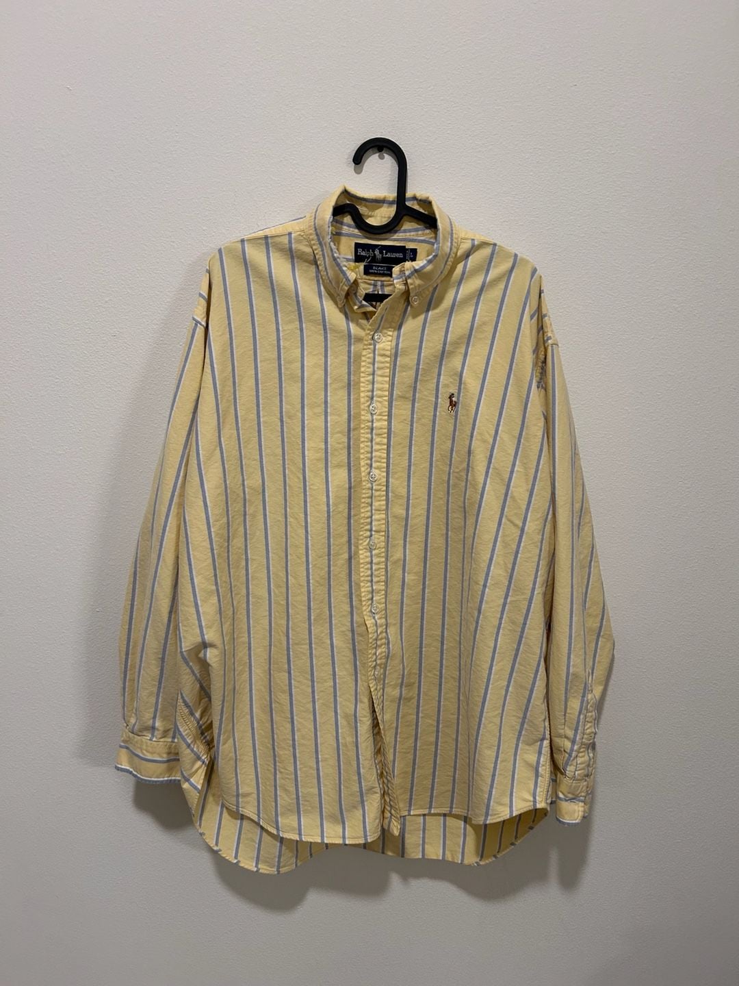 Ralph Lauren Blake Long Sleeve Shirt Size L Yellow Blue Striped Cotton 5