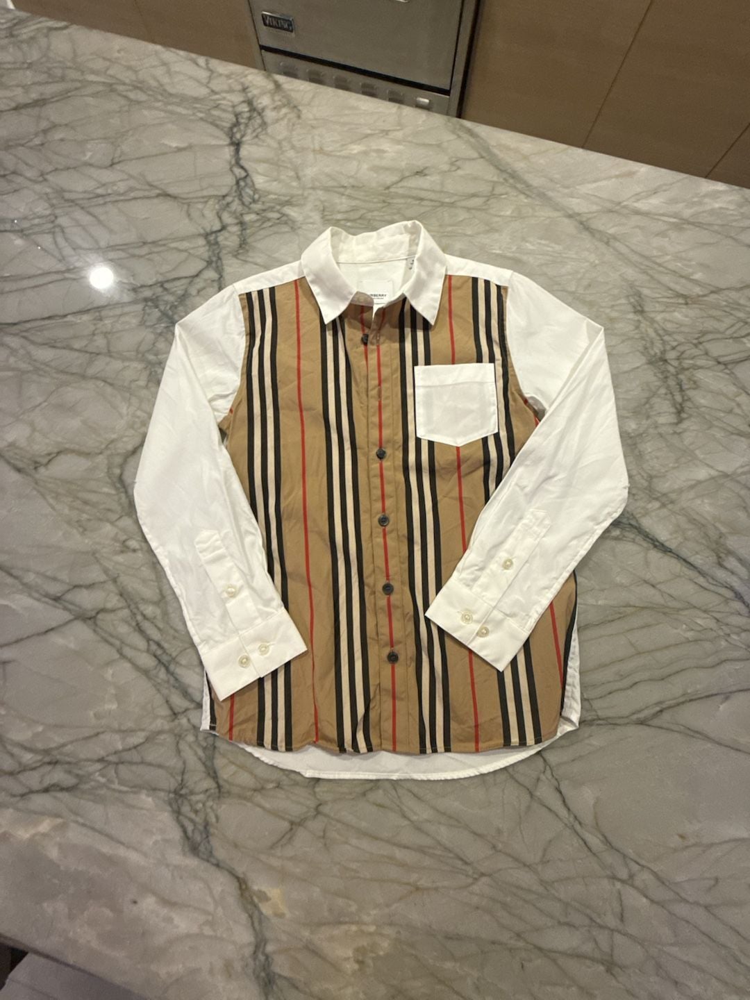 Burberry Icon Stripe Cotton Shirt Size 8Y Check Long Sleeve 2