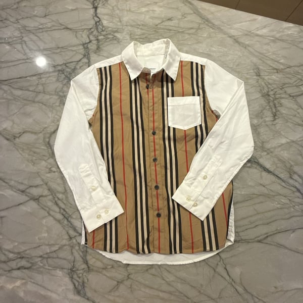 Burberry Icon Stripe Cotton Shirt Size 8Y Check Long Sleeve