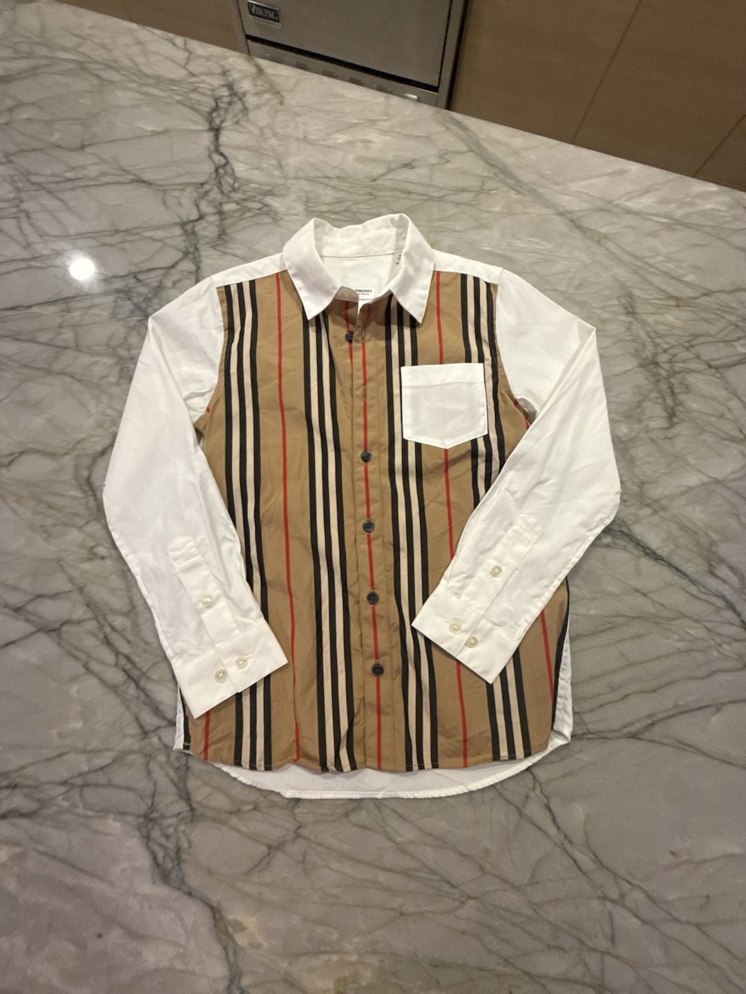 Burberry Icon Stripe Cotton Shirt Size 8Y Check Long Sleeve 10