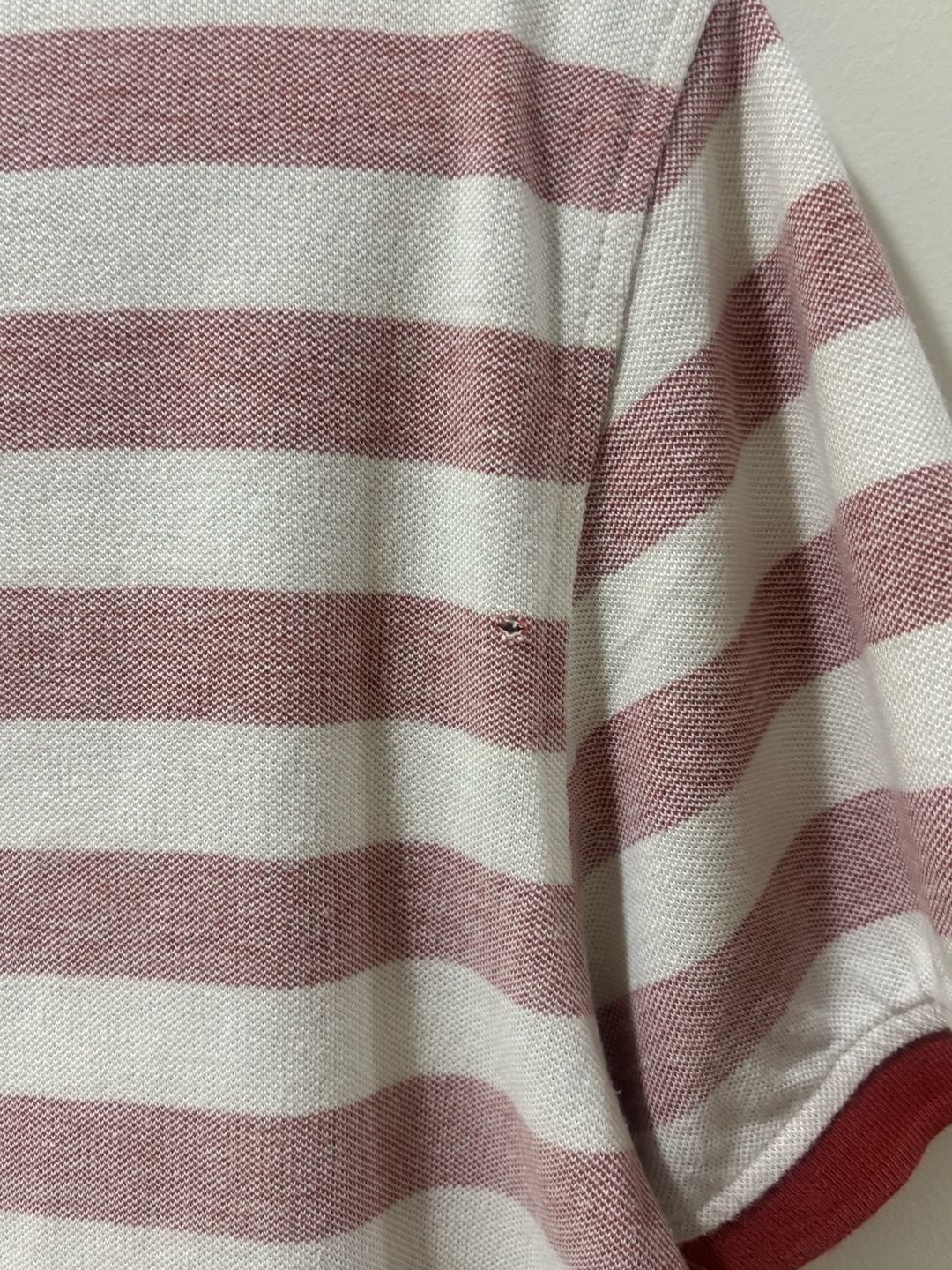 Levi’s Men’s Red Cream Striped Piqué Polo Shirt Logo Size Medium 8