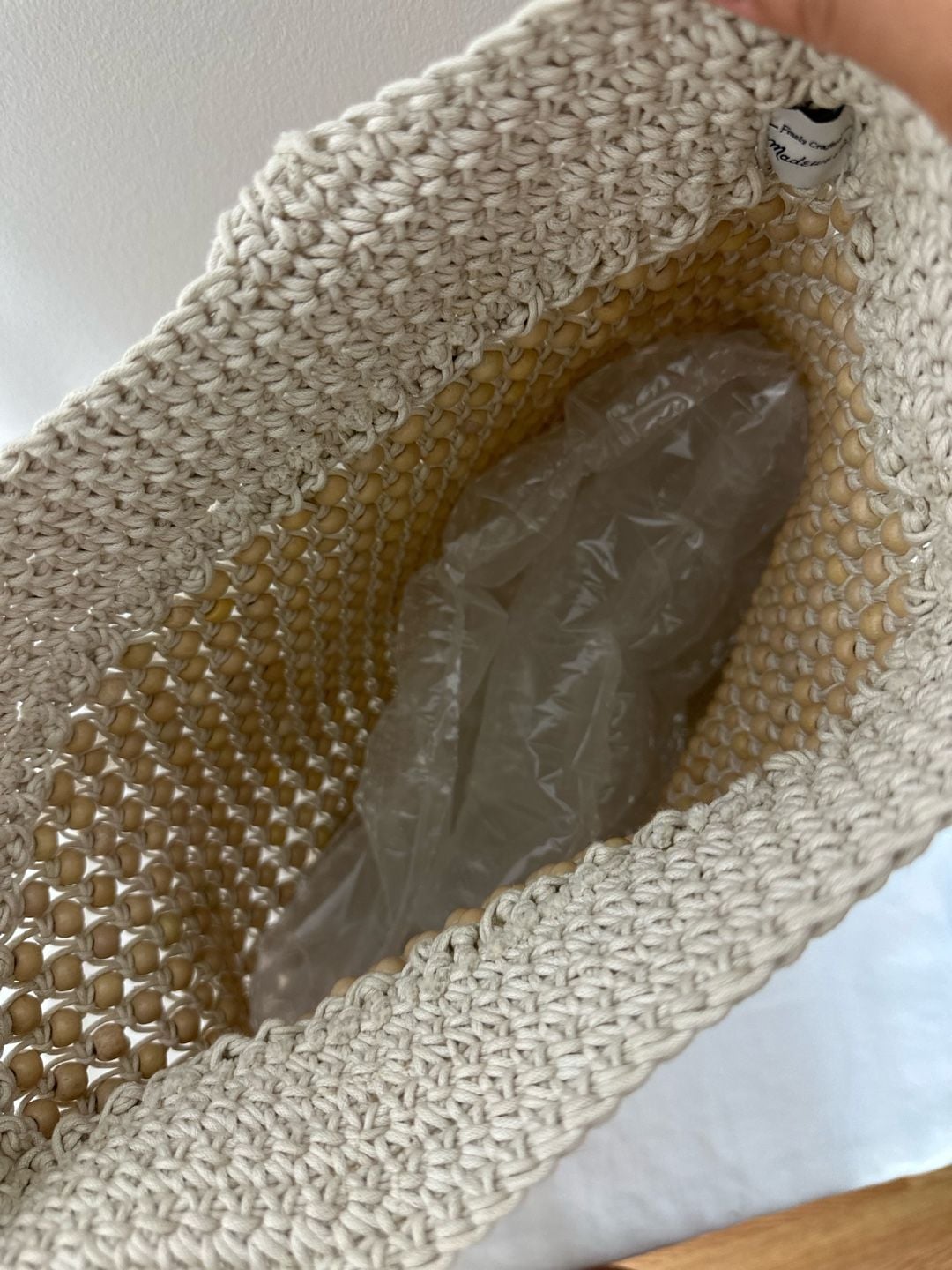 Madewell Beaded Crochet Tote Bag Beige 6