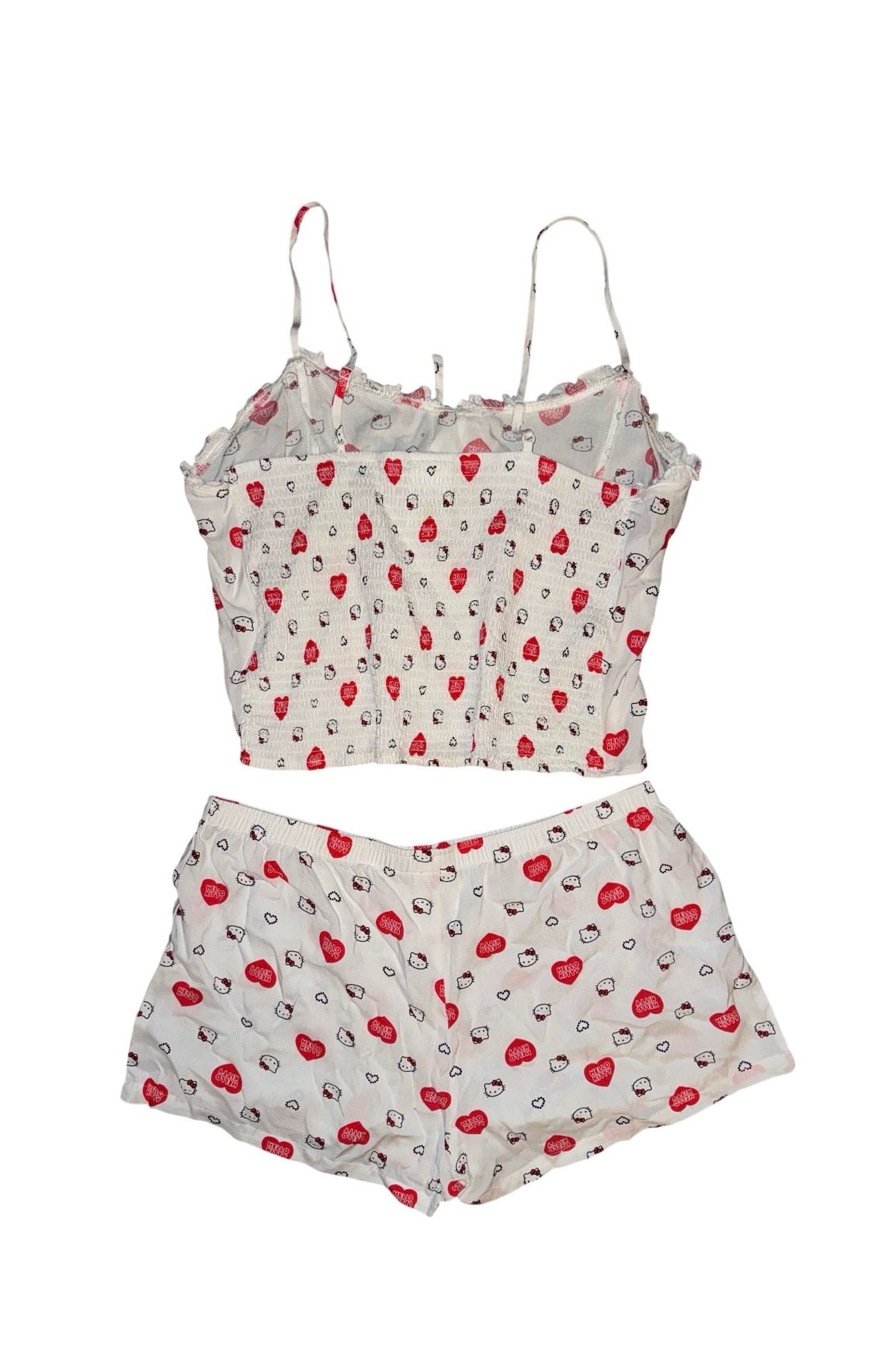 Hello Kitty Pajama Set Size XL White Heart Print 4