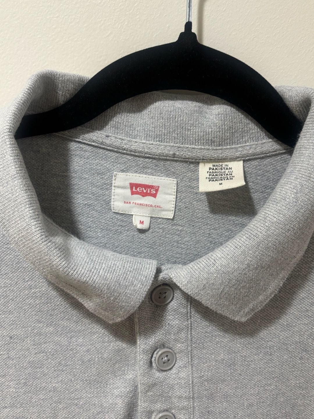 Levi’s Men’s Gray Short Sleeve Piqué Polo Shirt Size Medium 4