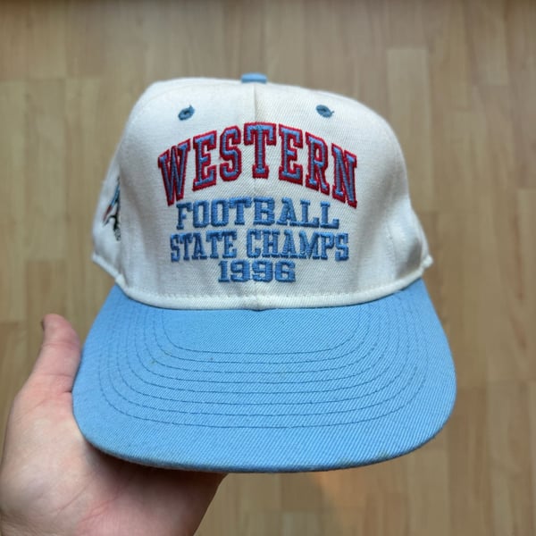 Vintage Western Warriors Michigan Football 1996 Snapback Hat Blue White 