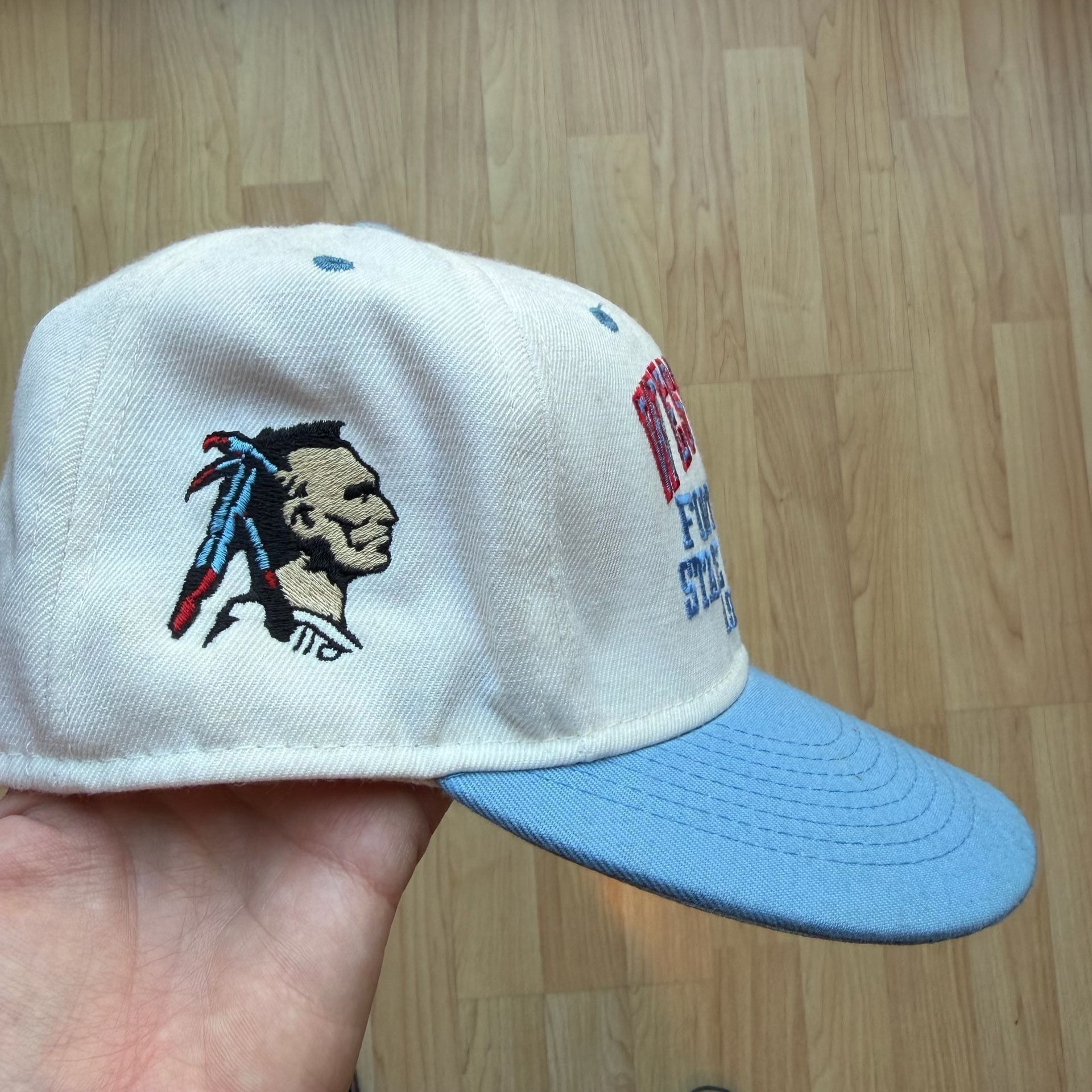 Vintage Western Warriors Michigan Football 1996 Snapback Hat Blue White 3