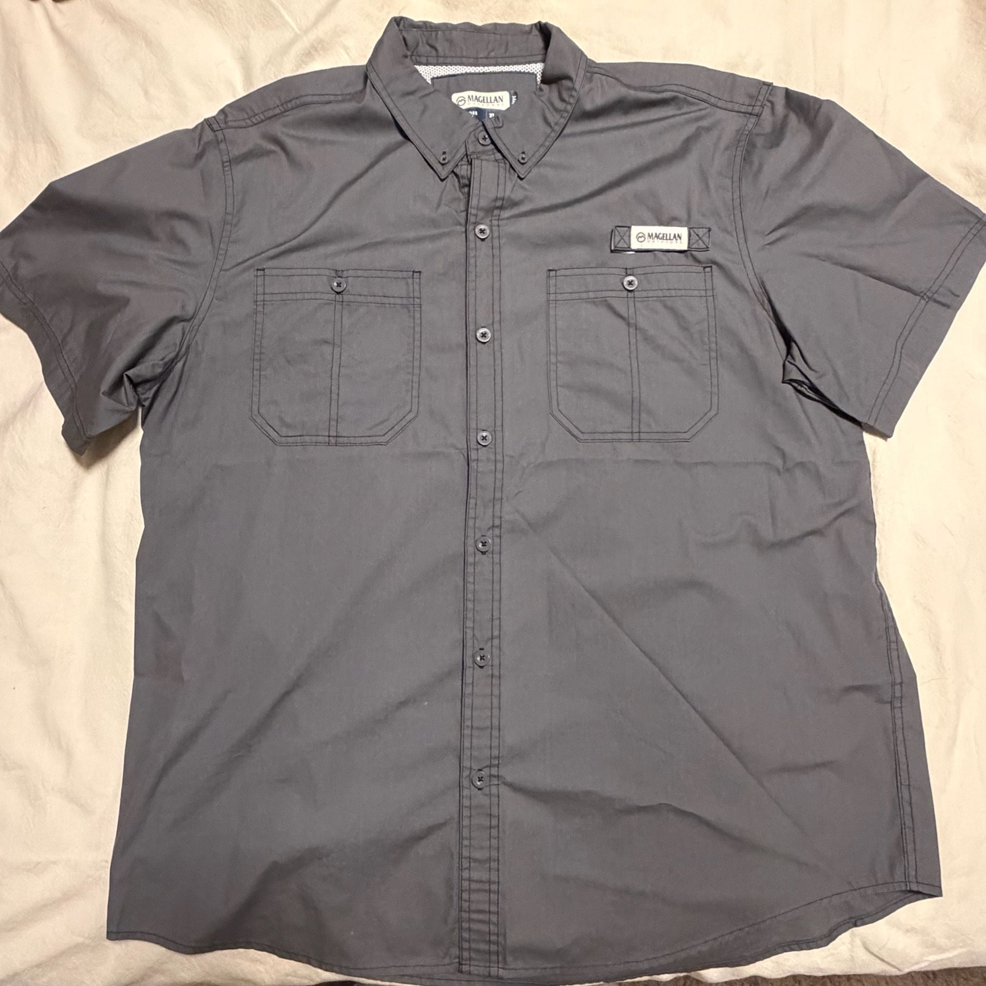 Magellan Outdoors Fishing Shirt Size XL Gray Short Sleeve 2