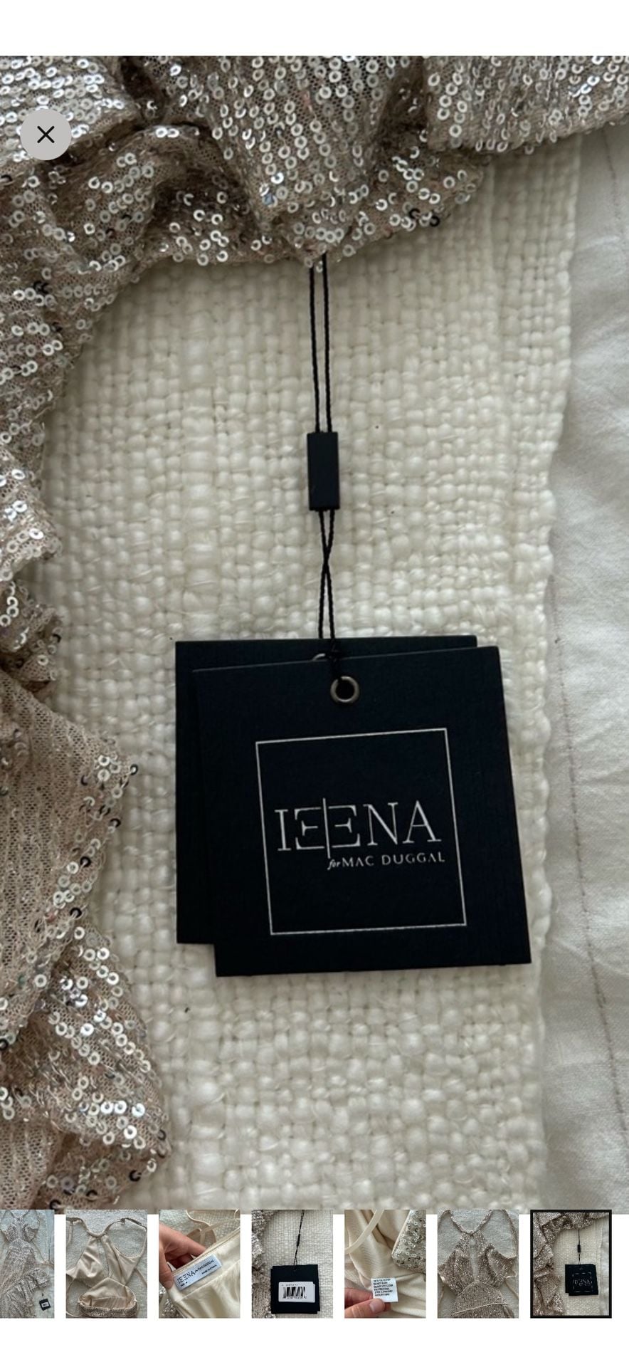 Ieena for Mac Duggal Sequin Ruffle Halter Gown Size 4 Nude NWT 7
