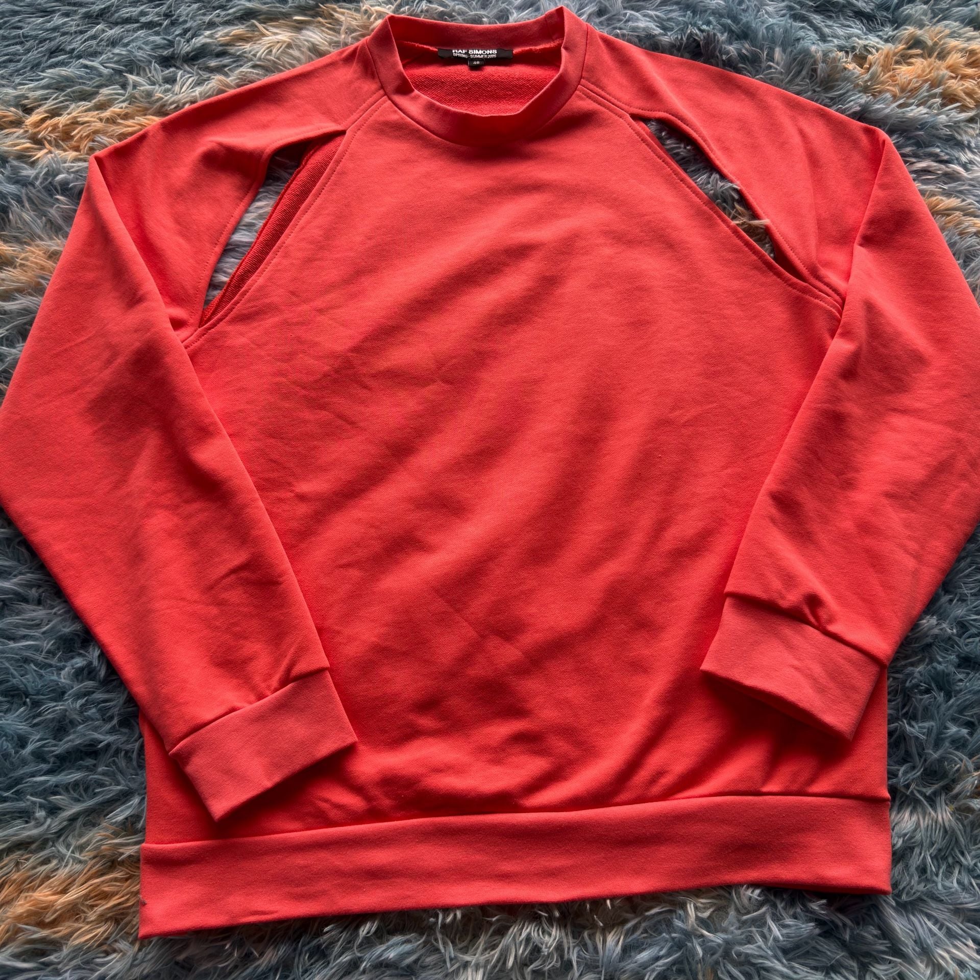 Raf Simons Icarus Surgit Sliced Sweatshirt Size 46 Orange Cotton 3