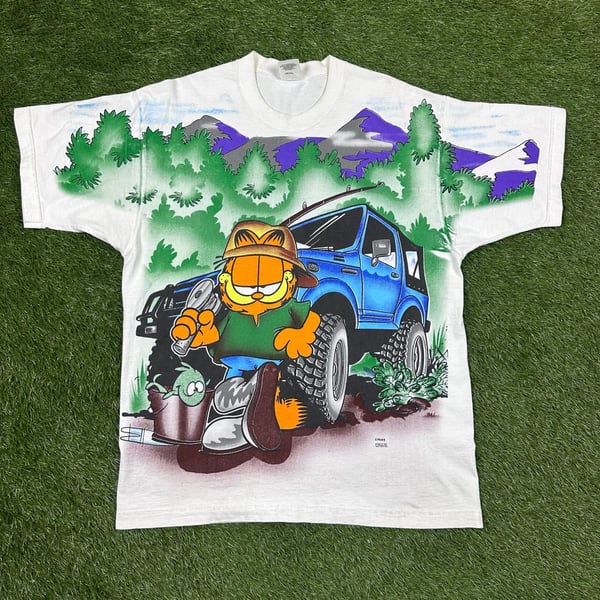 Vintage 90s vintage AOP Garfield “Gone Fishing” t-shirt