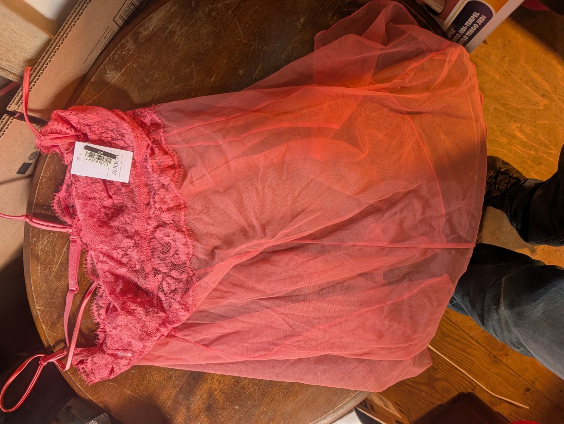 Auden Lace Chemise Size M Coral Mesh Lingerie Nightgown 1