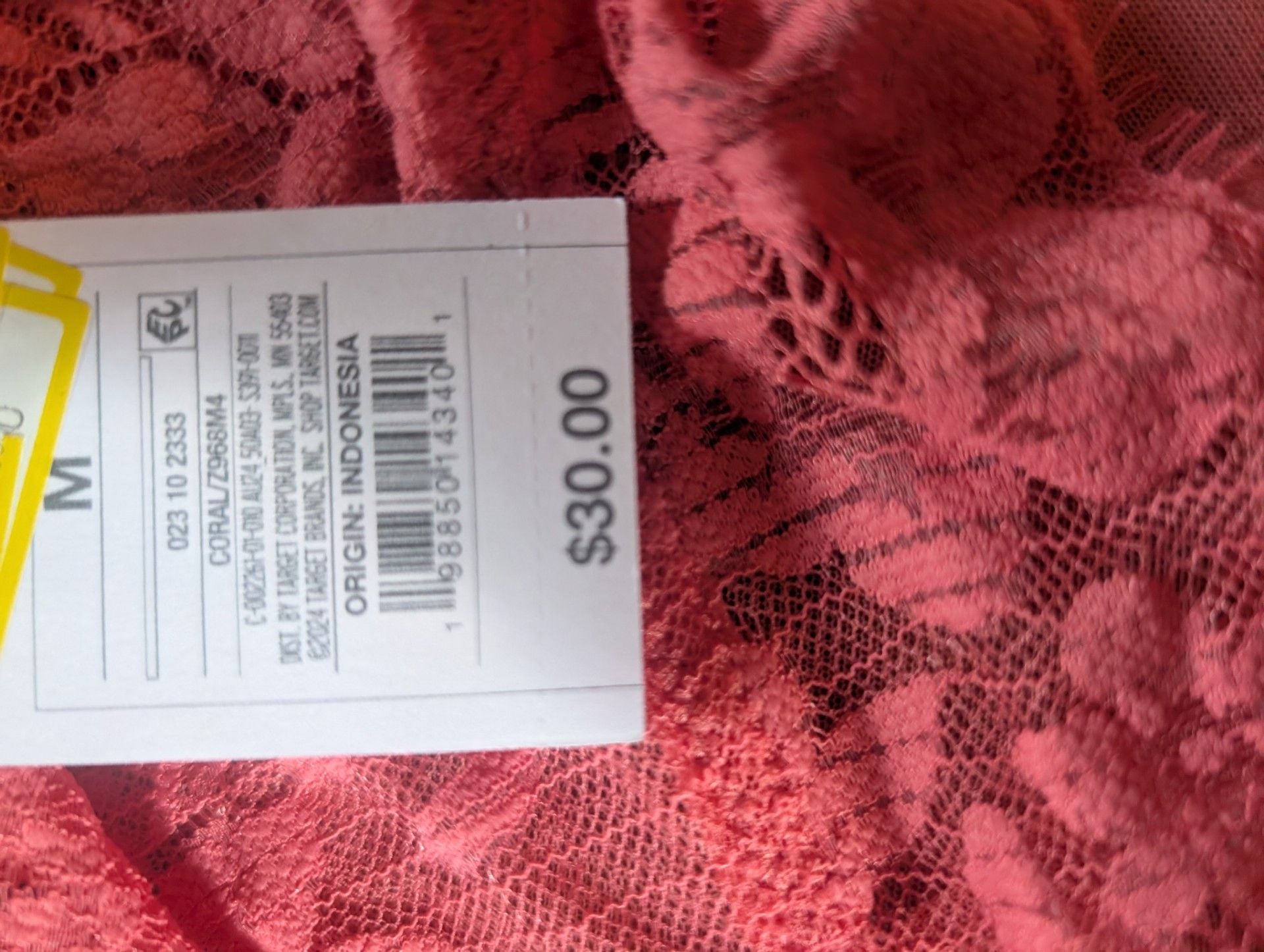 Auden Lace Chemise Size M Coral Mesh Lingerie Nightgown 2