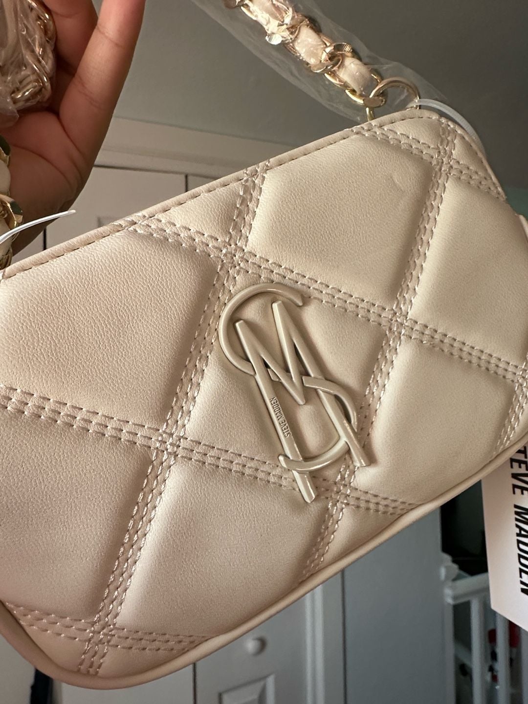 Steve Madden Bdaisy Quilted Crossbody Bag White 5