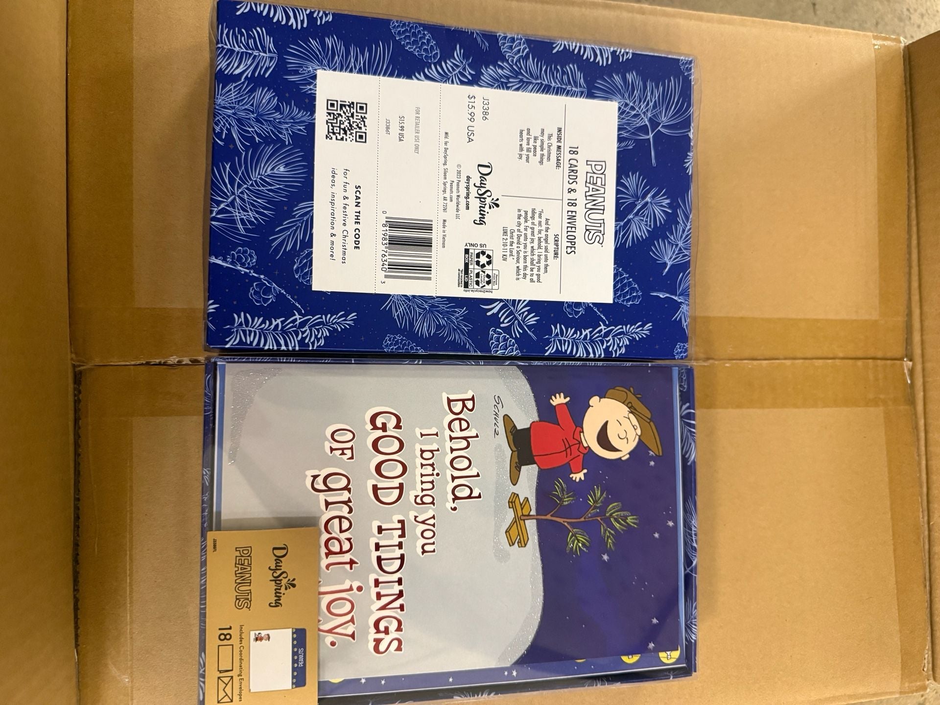 2 boxes DaySpring Peanuts Charlie Brown Christmas Cards Box 18 Cards 1