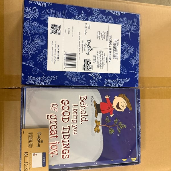 2 boxes DaySpring Peanuts Charlie Brown Christmas Cards Box 18 Cards