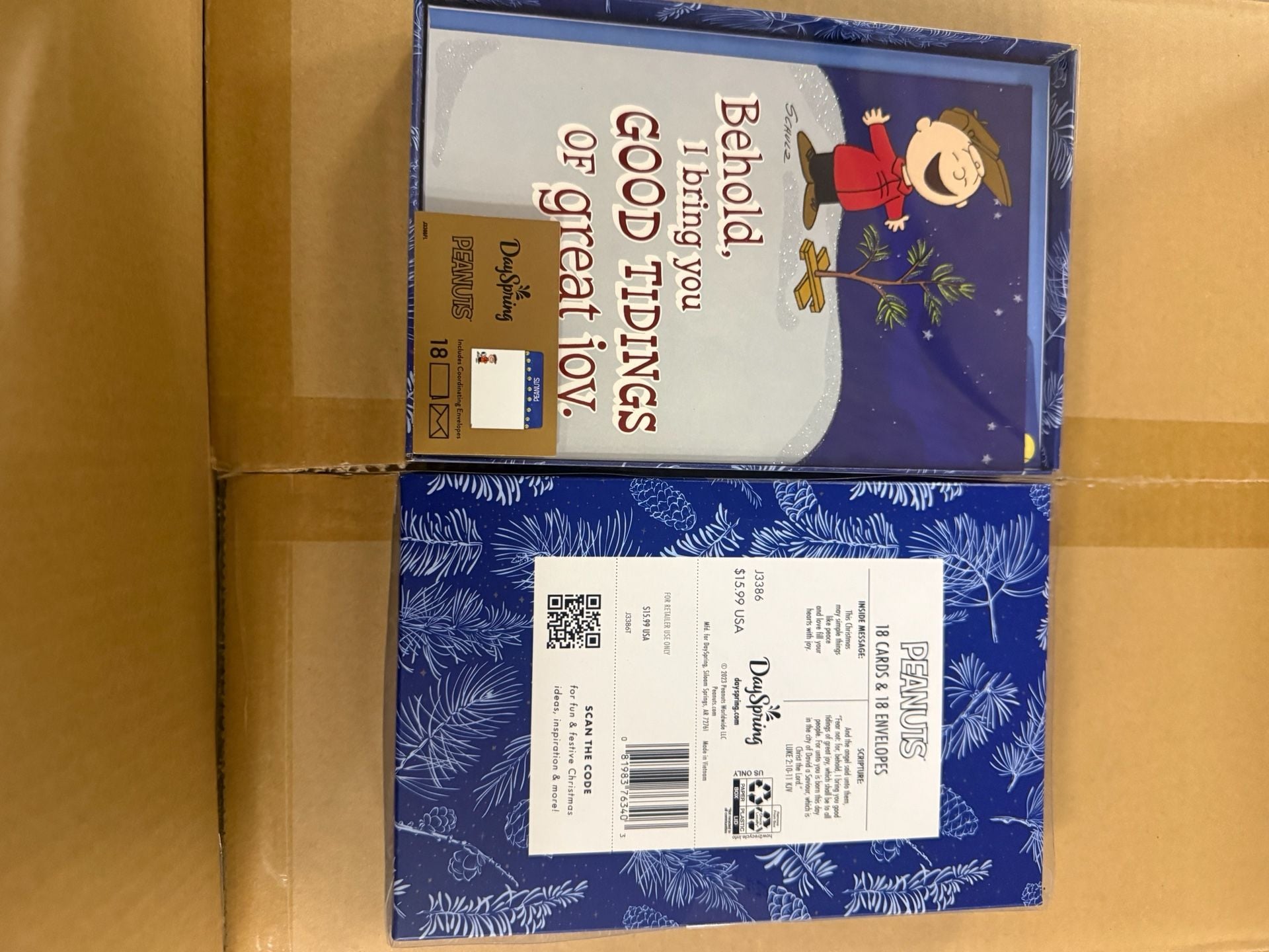 2 boxes DaySpring Peanuts Charlie Brown Christmas Cards Box 18 Cards 2