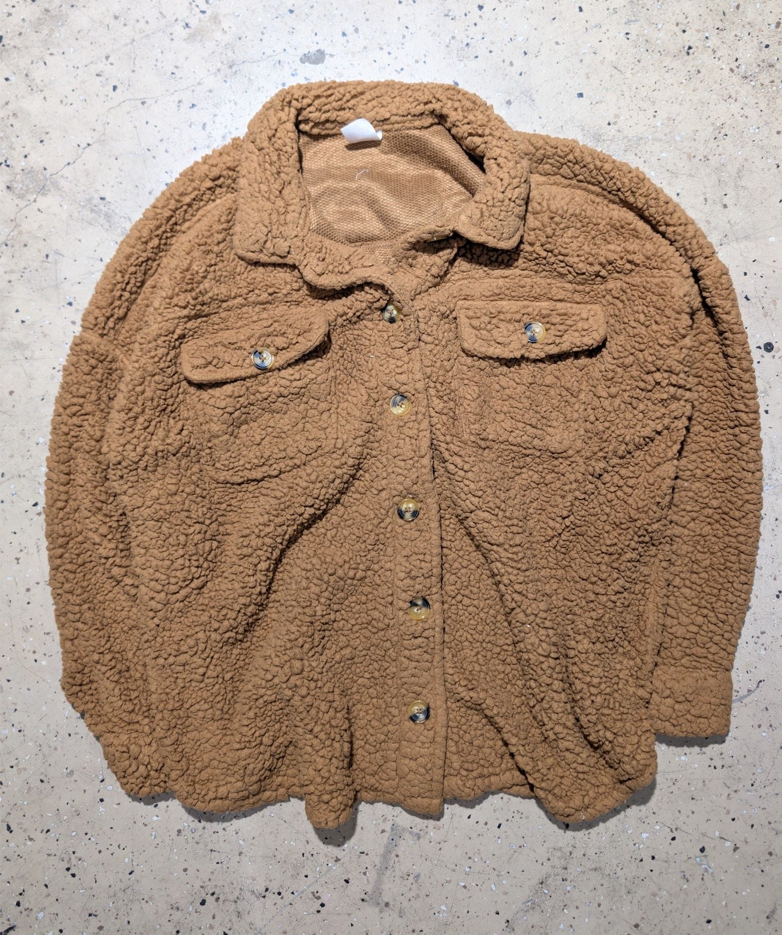 No Boundaries Sherpa Shacket Size XXXL (21) Brown Fleece Button Up 2
