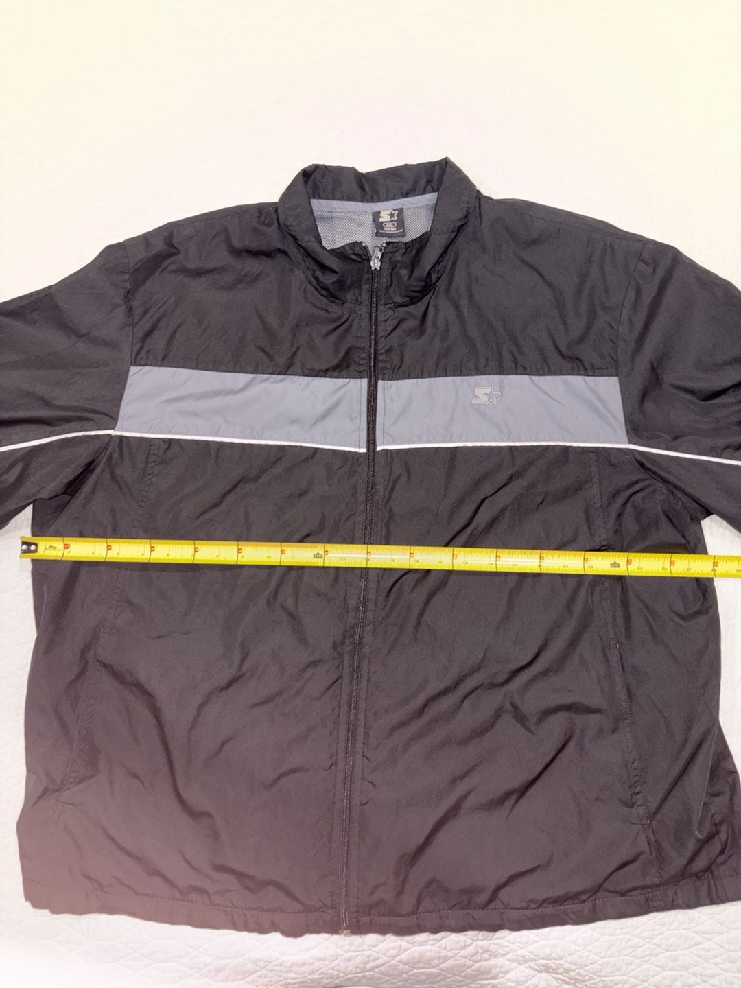 Starter Men’s 3XL Black Gray Full Zip Windbreaker Jacket Mesh Lined 7