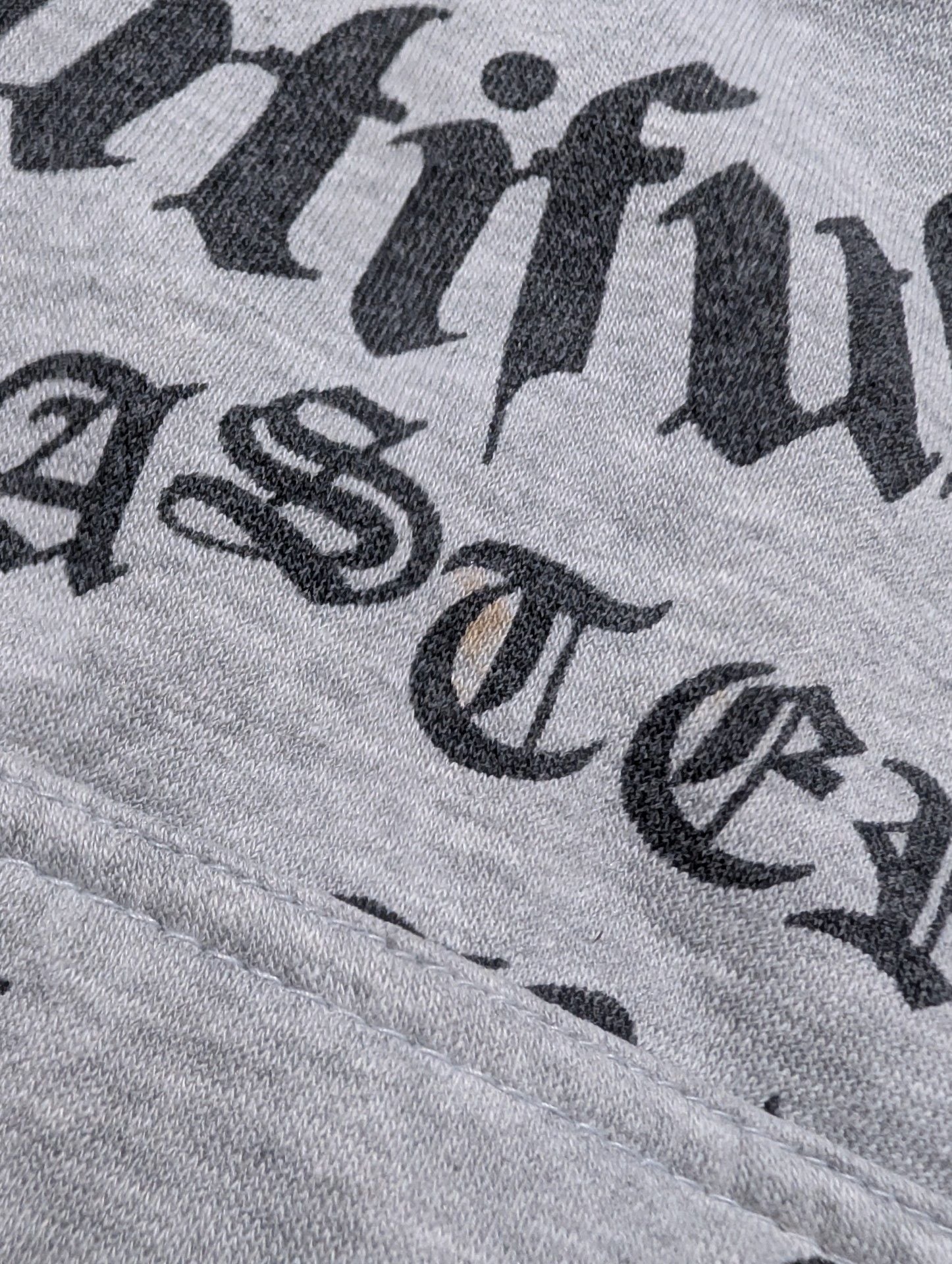 Beautiful Disaster Hoodie Size XL Grey All Over Print Spell Out Gothic 7
