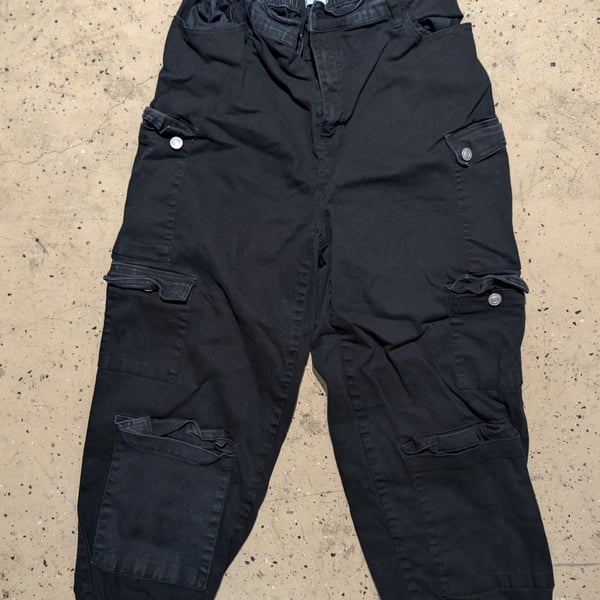 Rue21 Cargo Pants Size 14 Black Multi-Pocket Jogger Utility