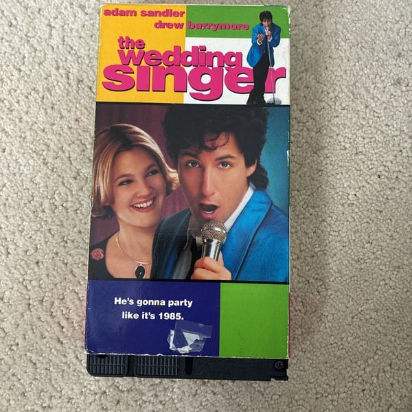 New Line Cinema The Wedding Singer VHS Tape Adam Sandler Drew Barrymore