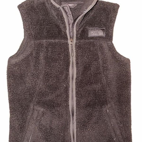 The North Face Campshire Fleece Vest Size S Black Sherpa Full Zip