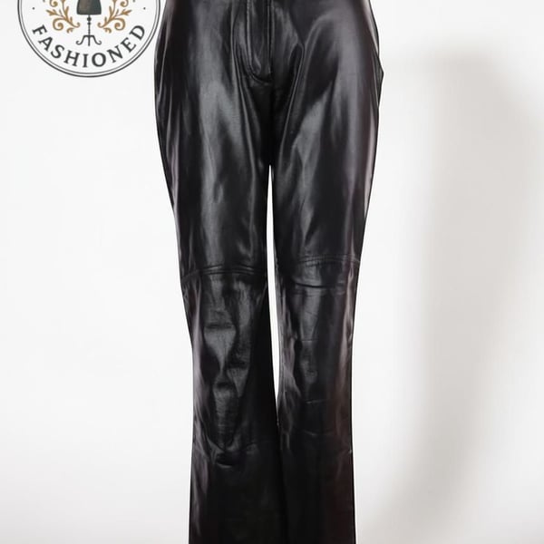 Wilson Maxima Women's Black 100% Leather High Rise Straight Leg Pants Size 6