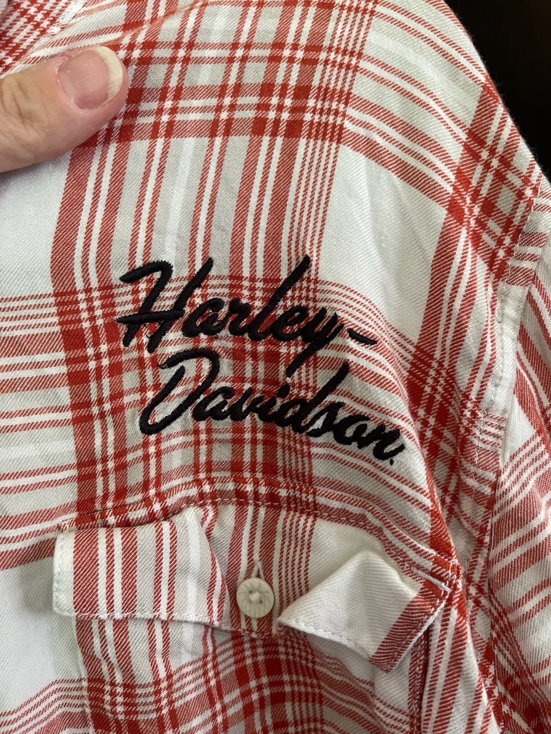Harley Davidson 3W Plaid Shirt Bar & Shield Embroidered Biker Moto Plus 8