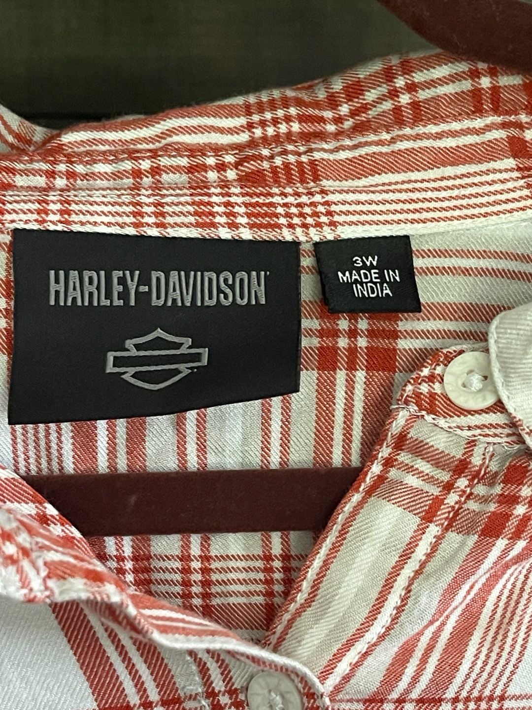 Harley Davidson 3W Plaid Shirt Bar & Shield Embroidered Biker Moto Plus 10
