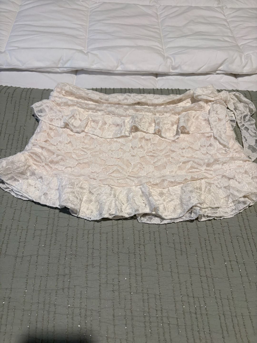 Daisy Street Lace Ruffle Mini Skirt Cream 2