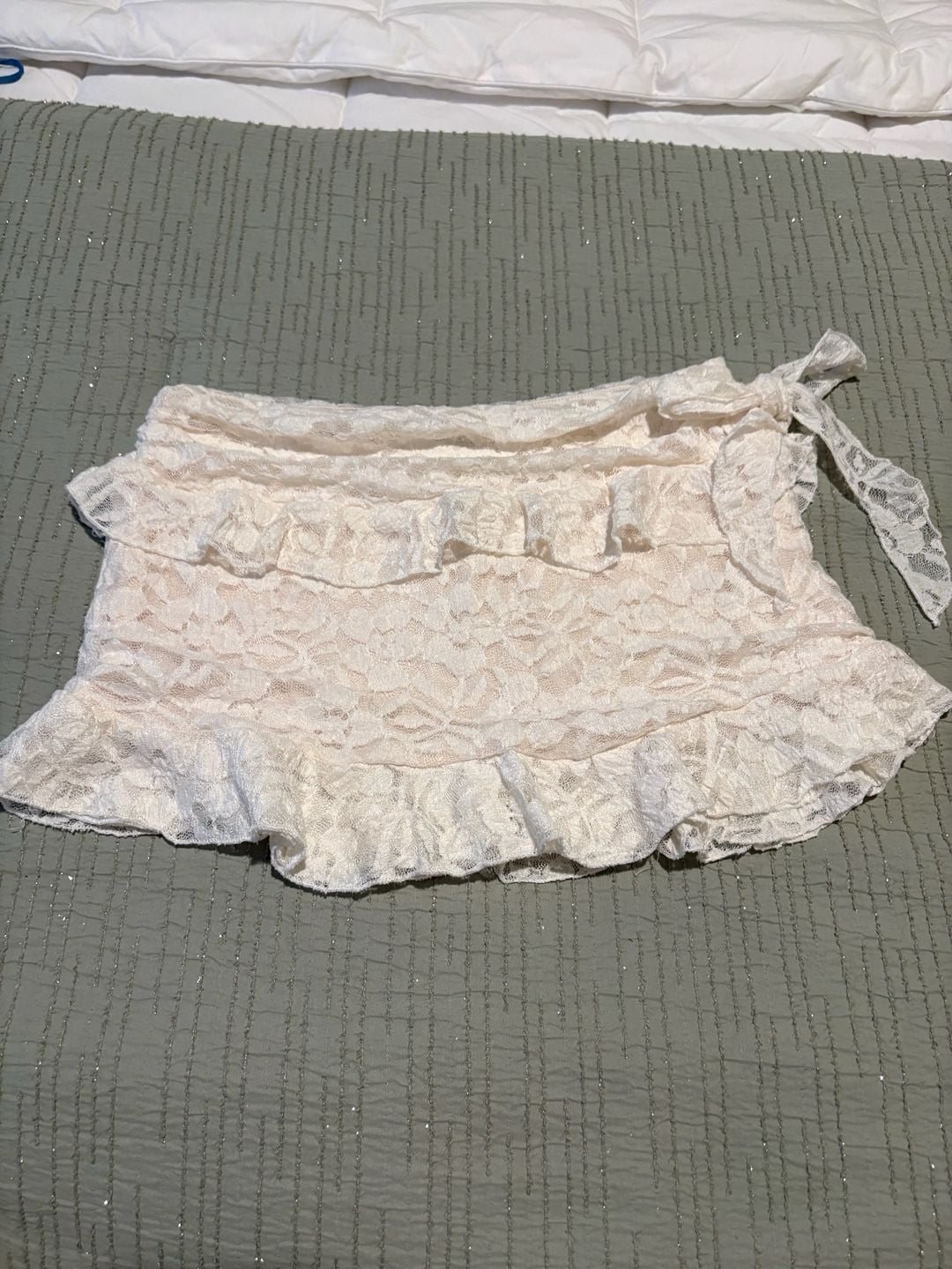 Daisy Street Lace Ruffle Mini Skirt Cream 4
