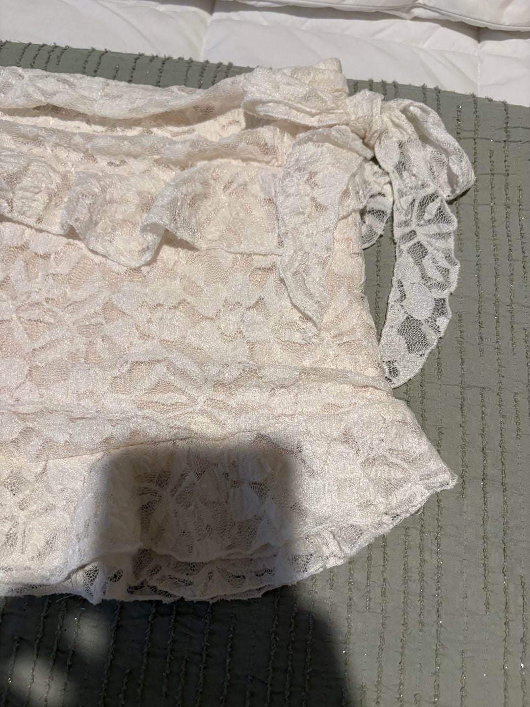 Daisy Street Lace Ruffle Mini Skirt Cream 7