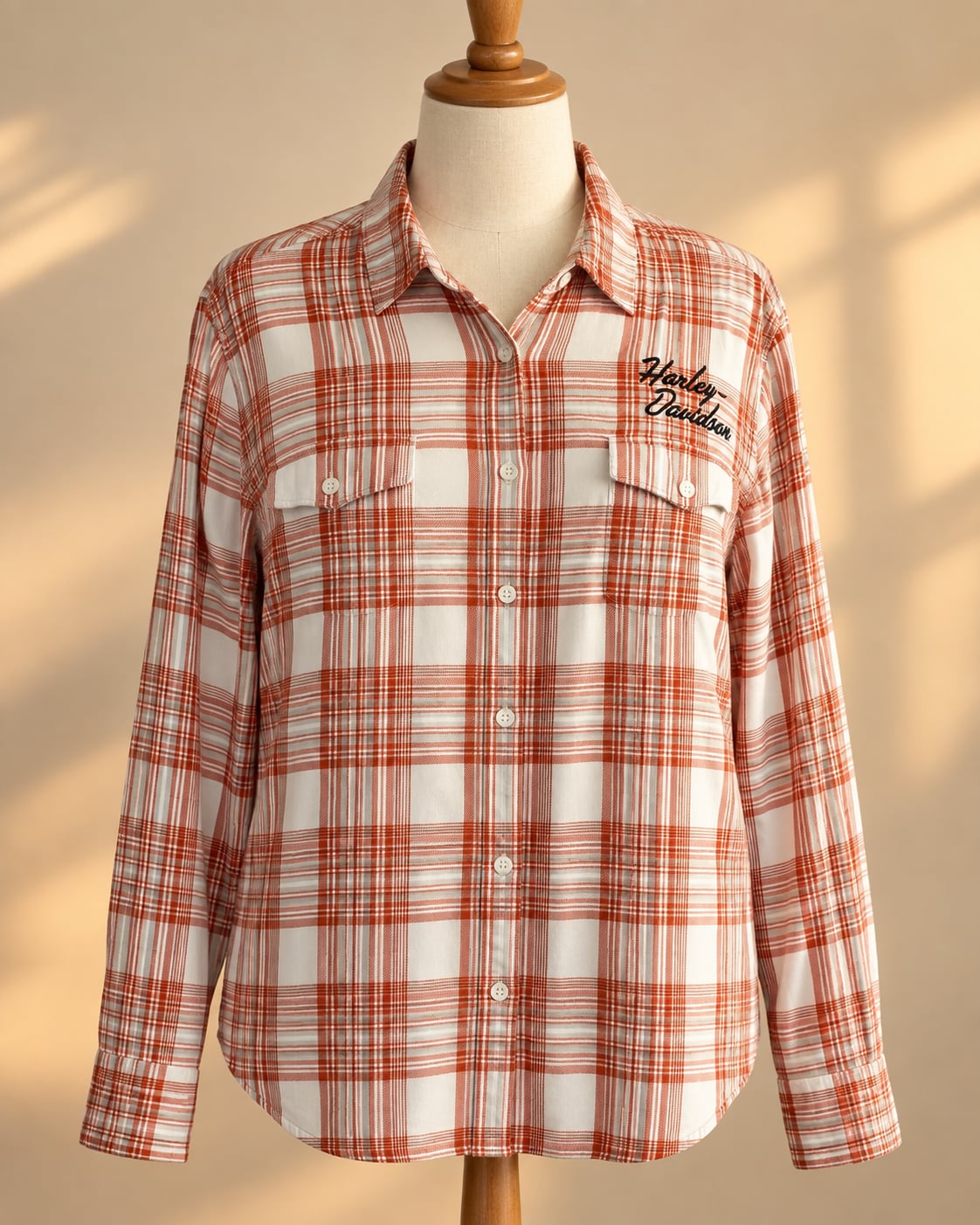 Harley Davidson 3W Plaid Shirt Bar & Shield Embroidered Biker Moto Plus 3